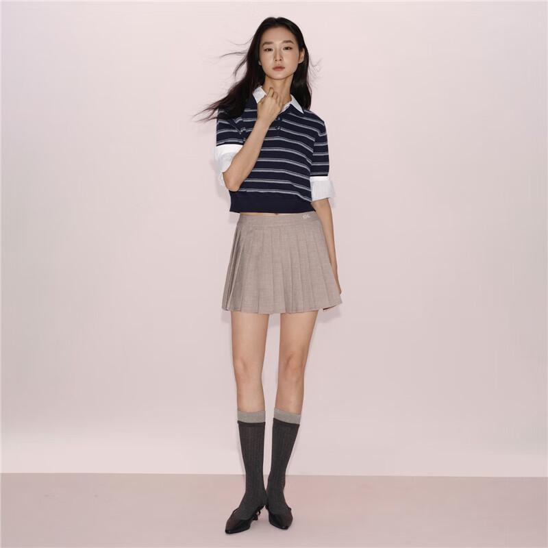 GIORDANO CONCEPTS Women's Striped Cotton Knit Polo Top