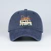 Vintage Floral Van Print Washed Baseball Cap Adjustable Unisex Cotton Travel Sun Hat