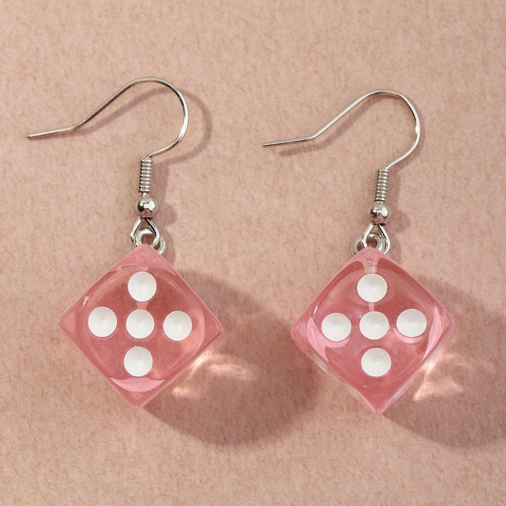 

Resin Transparent Colorful Dice Earrings Geometric Fashion Jewelry Women For красный