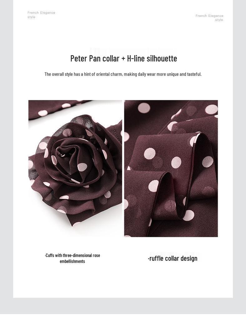 Elegant French Polka Dot Chiffon Shirt: Stylish Bow Design for Early Spring