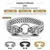 Bracciale Vikingo con Testa di Lupo in Acciaio Inossidabile con Catena a Maglia Franco Retro