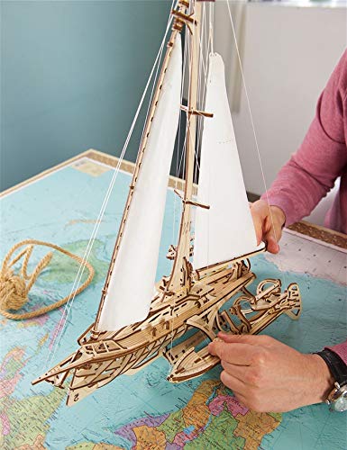 Ugears Trimaran Yacht 70059 Wooden Puzzle, Crafts & Model Building Kit, No Glue or Tools Required, for Adults