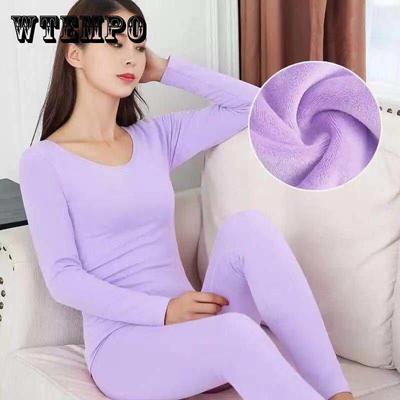 Winter Thermo-Unterwäsche Damen Anzug Herbst Kleidung Lange Hose Bodenbildung Rundhals Eng anliegender großer Stretch-Pullover