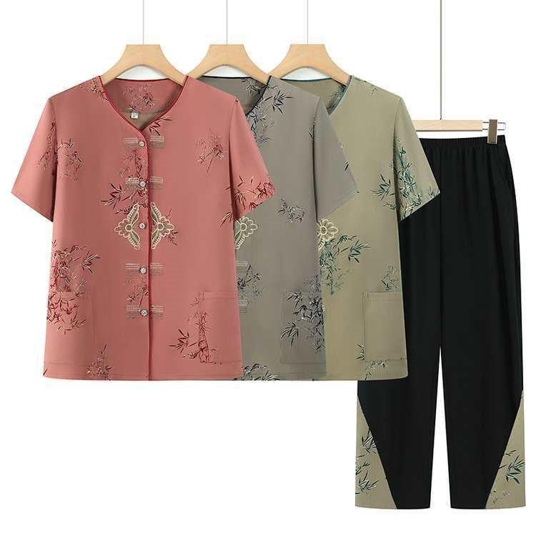 Elderly Women's Casual Summer Two-Piece Outfit