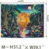 Obsecolors Blacklight Lion Tapestry UV Reactive Forest Wall Tapestry Trippy Galaxy Space Tapestries Colorful Flowers Plant Tapestries Wall Hanging