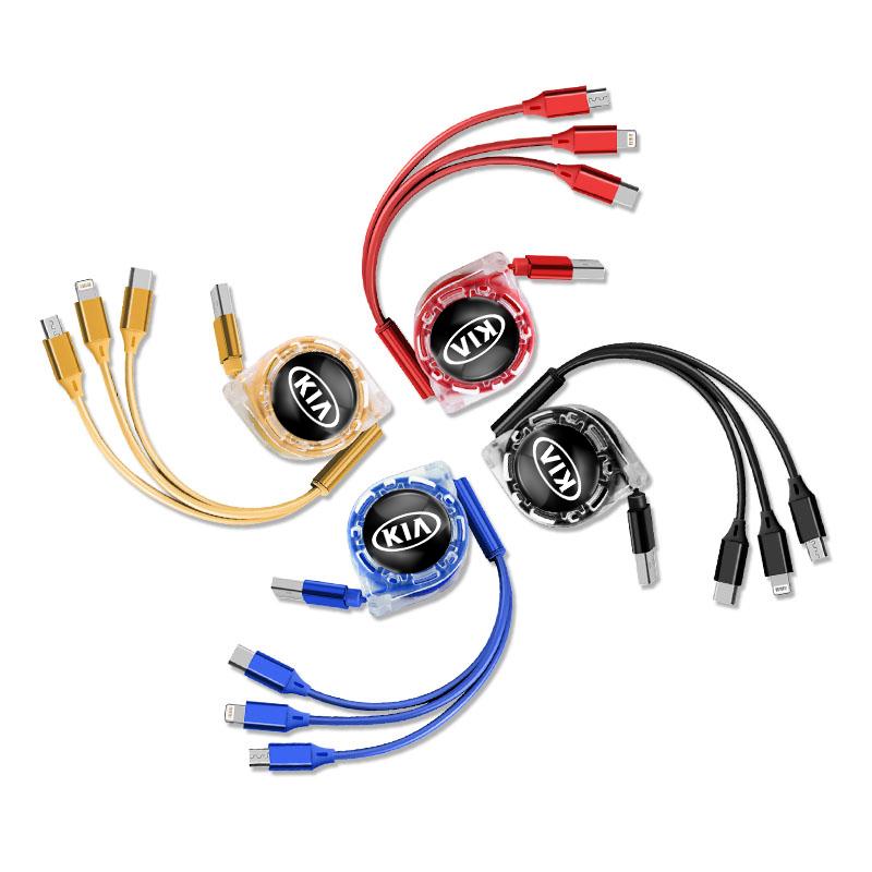 3 In 1 Micro USB Type C Charging Cable Multi Charger For KIA GT-Line Sportage Ceed Rio Picanto Sorento Soul Cerato Venga ForteFY1