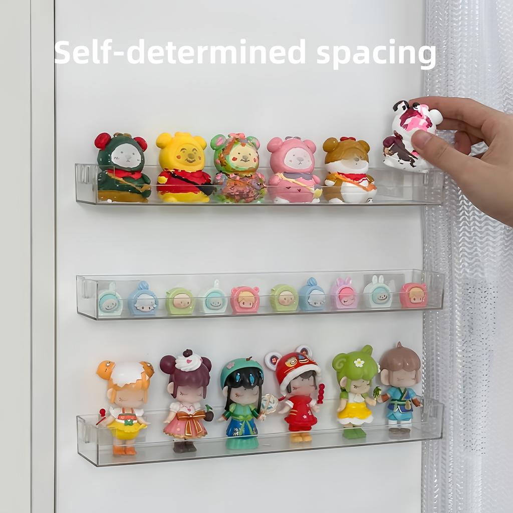 3 Stück Transparente Kunststoff-Wandregale - Klebemontage ohne Bohren, Einfache Installation Mehrzweck-Aufbewahrung für Sammlerstatuen, Figuren und Heimdekoration