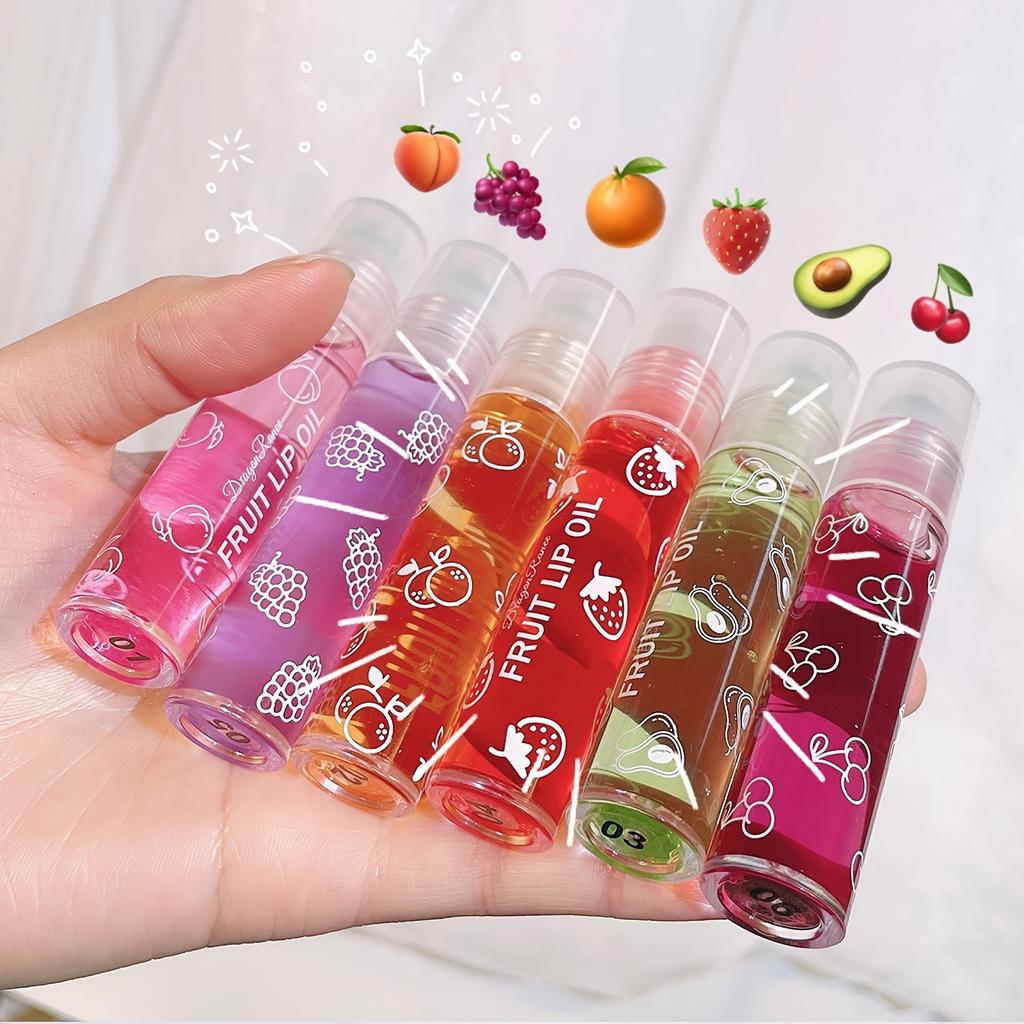 Olio Labbra Roll-On Balsamo Idratante Sapore Frutta Lucidalabbra Trasparente