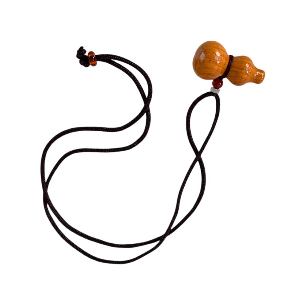 Handmade Wood Bottle Gourd Pendant Necklace Sweater Chain Wood Texture Suitable for Women Present with Adjustable Rope