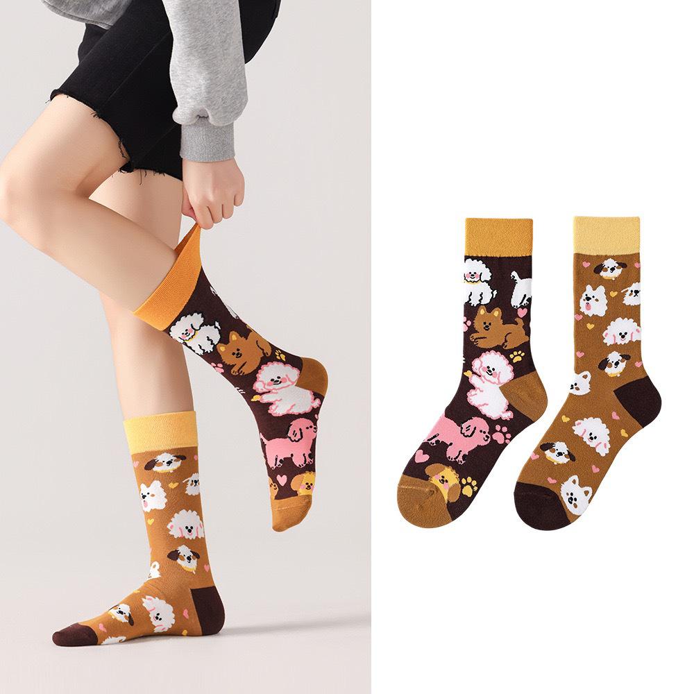 Original Asymmetrische Cartoon Hip Hop Baumwollsocken für Paare - Wadenhoch Mandarinenente Stil für Damen und Herren