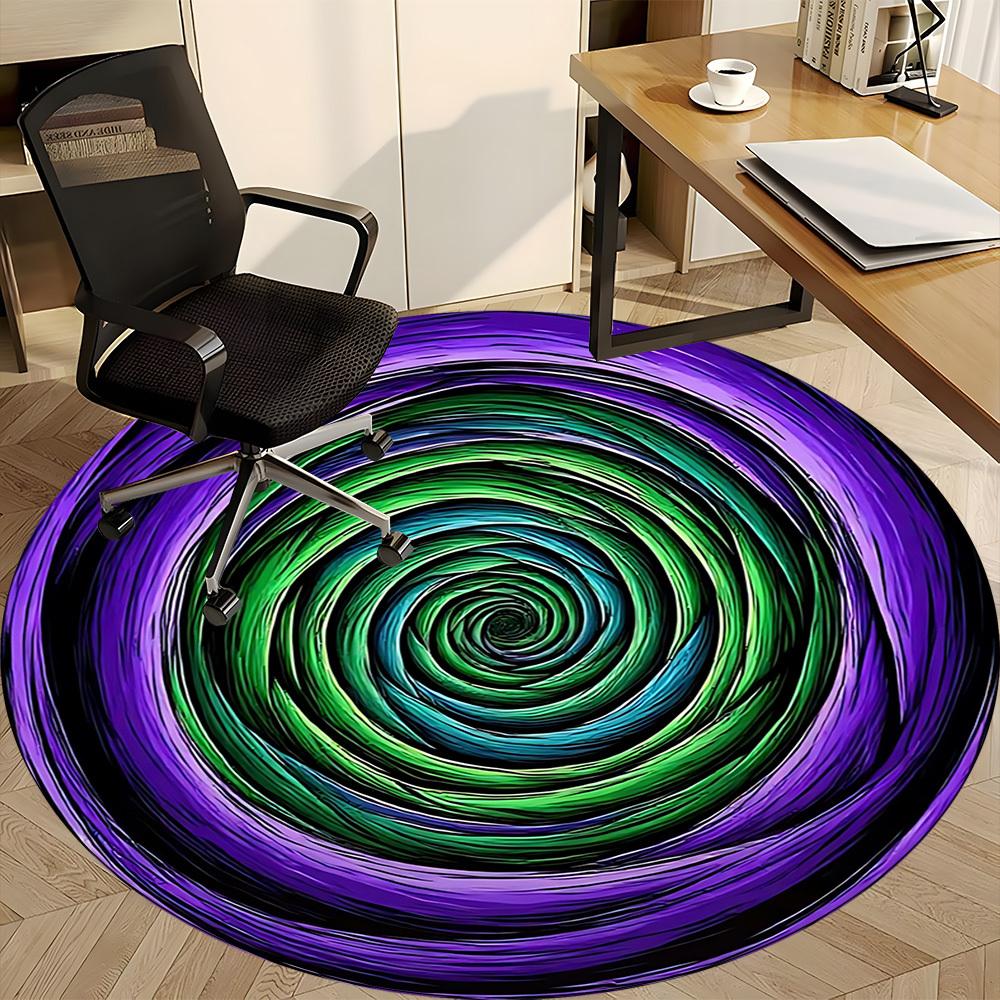 1pc Spiral Pattern Chair Carpet for Office Non Slip, Machine Washable Rug for Office, Room Holiday Decor for Christmas, Birthday Polyester