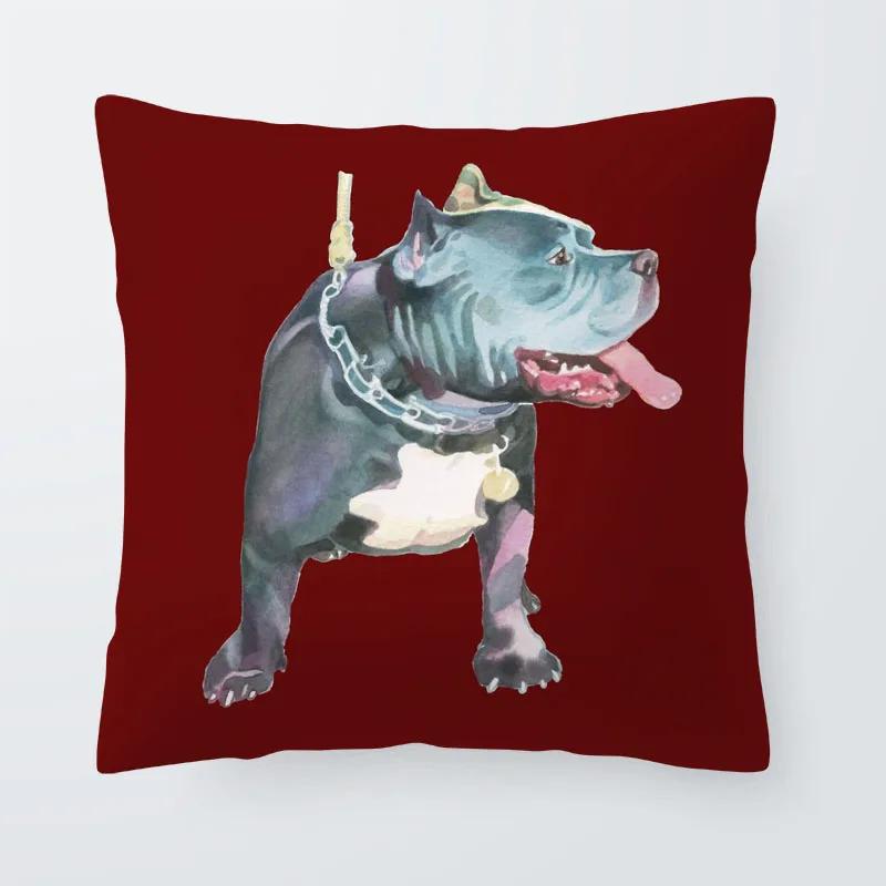 Home Decor Dog Cushion Cover Greyhound French Bulldog Pillow  Blue Gamer Chair Sofa