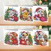 6Pcs Santa Claus DIY Diamond Painting Card Rhinestone Painting Card Kit Diamond Painting Greeting Card for Family Friends Gift