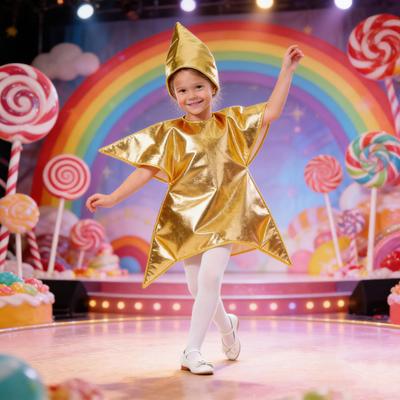 Disfraz de Estrella de Navidad Plata/Oro para Niños Trajes de Cosplay para Escena Navideña para Escuela Dominical Suministro para Iglesia