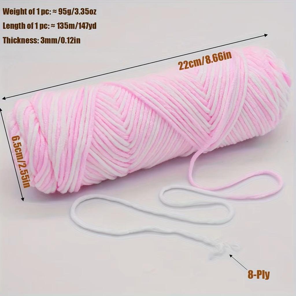 3-Pack Soft & Thick Acrylic Yarn (95g/Skein, 135m) Vibrant Colors for Knitting & Crochet | DIY Hats, Scarves Gloves Cushions | 3.5-4.5mm Needles/Hooks