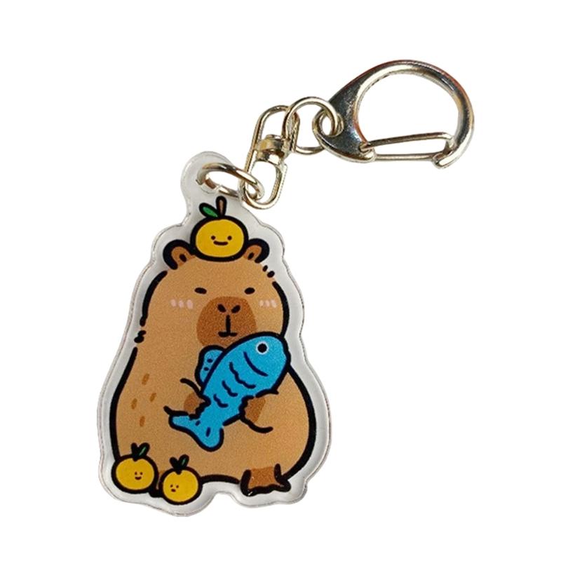 Cute Capybara Acrylic Keychain Trendy Capybara Acrylic Keyring Sturdy and Wear Resistant Keychain for Daily Use