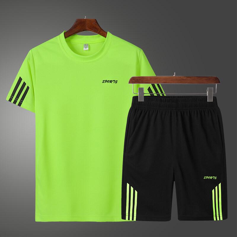Men's Quick-Dry Summer Sports Set: Breathable Short Sleeve T-Shirt & Five-Point Shorts for Running