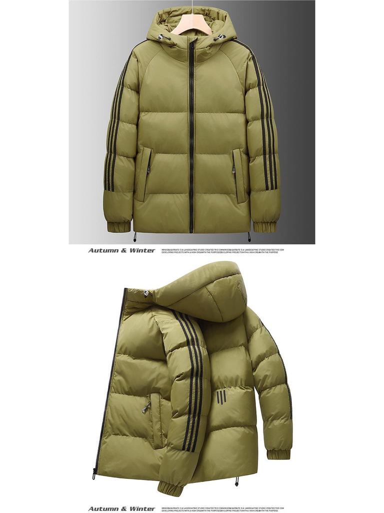 Graphene Black Gold Striped Unisex Hooded Cotton-Padded Jacket for Autumn/Winter