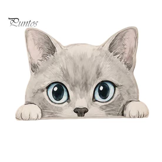 Accesorios de Escritorio para Oficina en Casa, Adorno de Gato Lindo Sentado en Estante, Figura de Gatito de Madera Mirando Curiosamente, Estatua Realista Decorativa Plana 2D para Escritorios