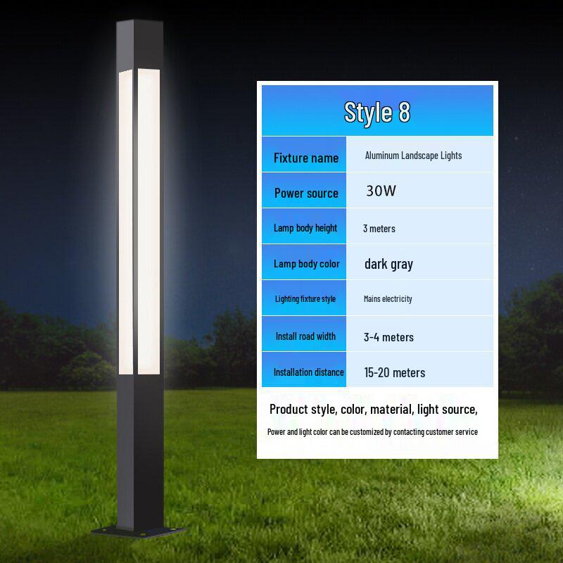 3-Meter Modern Aluminum Solar Courtyard Light - Waterproof & Rustproof for Outdoor Use