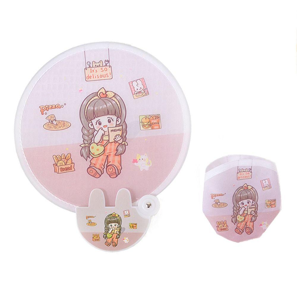 Portable Collapsible Fans Summer Round for Beach Lawn Hand Fan Kid Outdoor Folding Fans Flying Disk