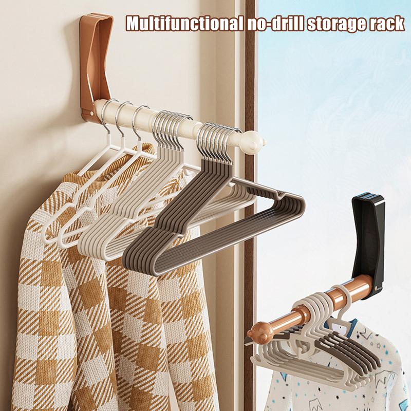 No-drill Clothes Hanger Organizer, Household Balcony Clothes Rack, Wall-mounted Extendable Clothes Hanger.