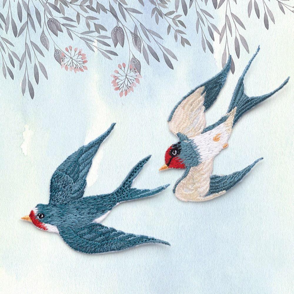 5PCS Embroideried Swallows Patches Adhesive Clothes Sticker Apparel Clothes Appliques  Phone Case
