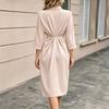 Abito midi da donna in raso con scollo a V e vita stretta Colore Abito da sera elegante