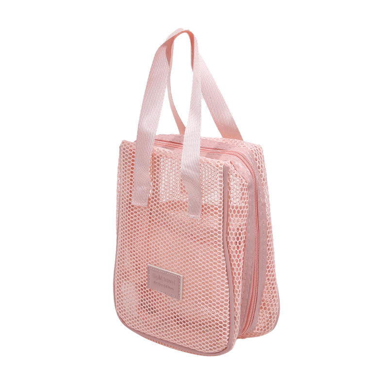 Fashionable Casual Mesh Makeup Bag Large Capacity Handheld Multifunctional Partition Travel Grooming And Storage Bag