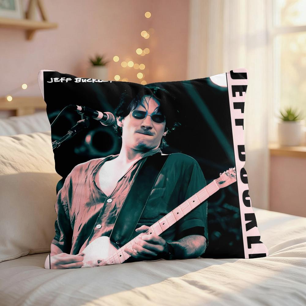 JJeff BBuckley Singer Cushion Cover Silky Short Plush Invisible Zipper Dustproof Sofa Pillow Case For Home Decor