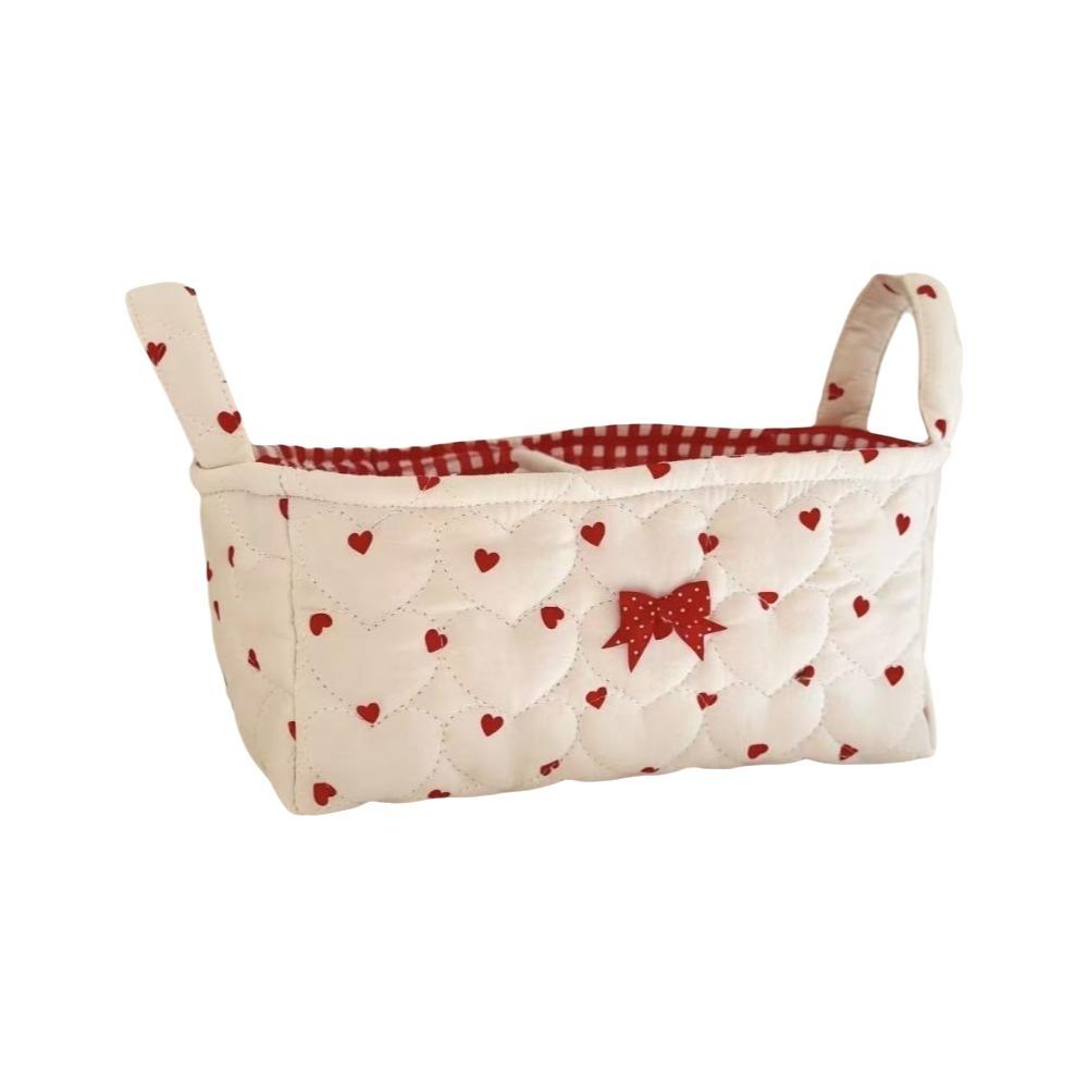 Cotton Small Quilted Storage Basket Square Cosmetic Organizer Home Supplies