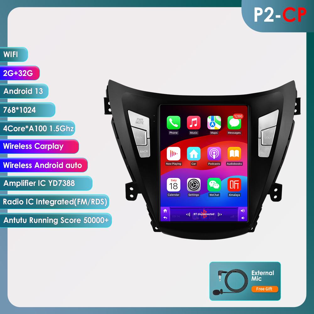 

OSSURET Android Car Radio GPS для Hyundai Elantra Avante I35 2011-2013 Мультимедиа 9,7-дюймовый вертикальный экран Carplay Android Auto Player Мультимедиа Видео P2CP 4Core 2G 32G
