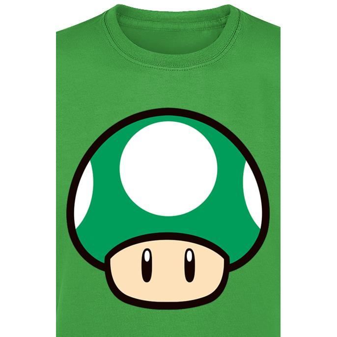 T-shirt - SUPERMARIO - Champignon - Vert - Manches courtes - 100% Coton