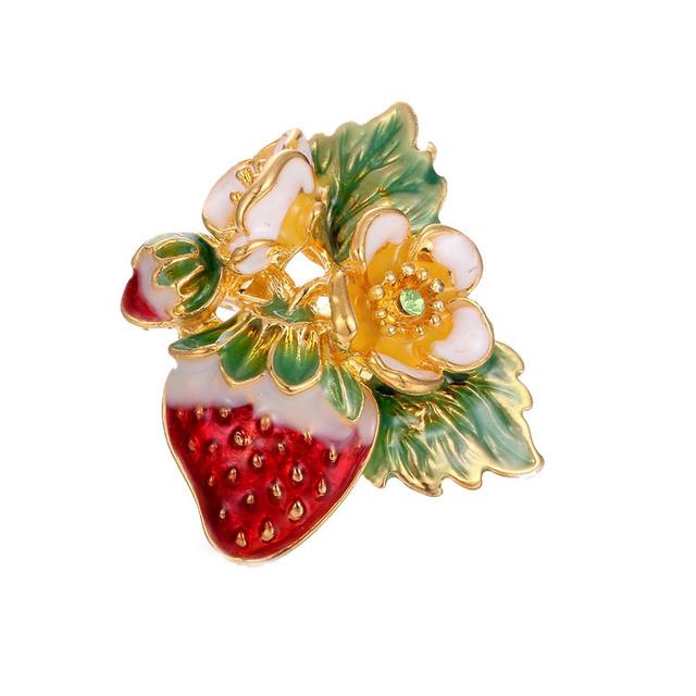 High End Hand Dripping Oil Bird Wreath Brooches Ginkgo Leaf Coat Accessories Strawberry Wild Temperament BroochLeaf Jewelry