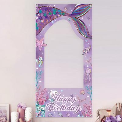 Rám na fotky mořské panny Pozadí Ocas mořské panny Ozdoba na narozeninovou oslavu Děti Dívka Baby Shower Potřeby na narozeninovou oslavu Pozadí