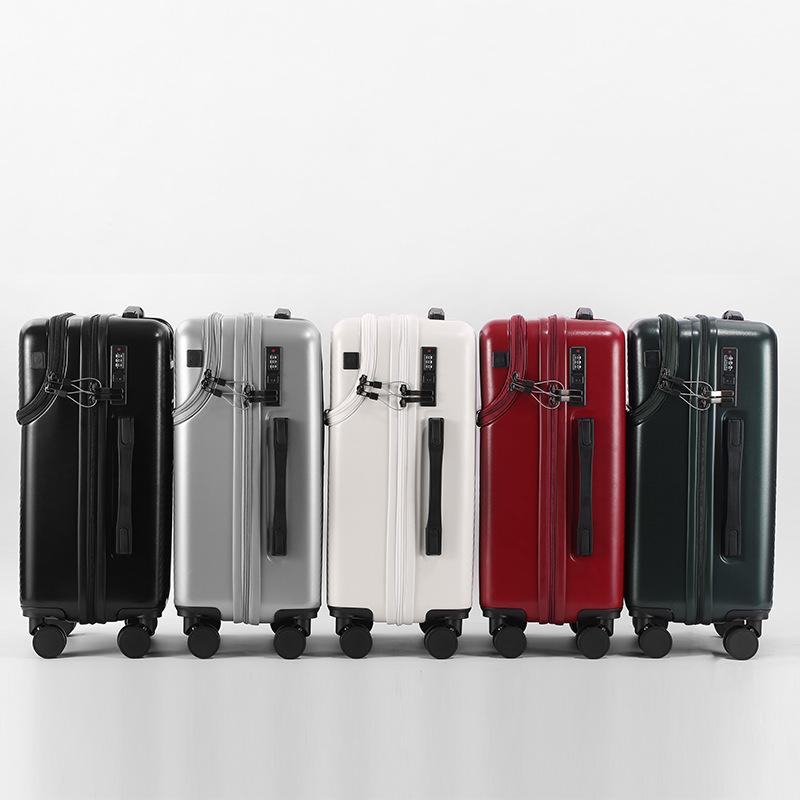 Front-Opening 20" Carry-On Trolley, Multifunctional Travel Suitcase with Universal Wheels & 24" Combo Lock for Men and Women