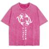 Japanische Koi Harajuku Drucke Gewaschene T-Shirts Herren Baumwolle Oversize T-Shirt Sommer Rundhals Kurzarm Oberteile Kleidung