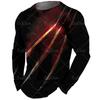 Vintage Tees Long Sleeved Black T Shirt Men 3d Print Shirts Claw Graphics T-Shirts Red Men'S Clothing Tops Casual Streetwear