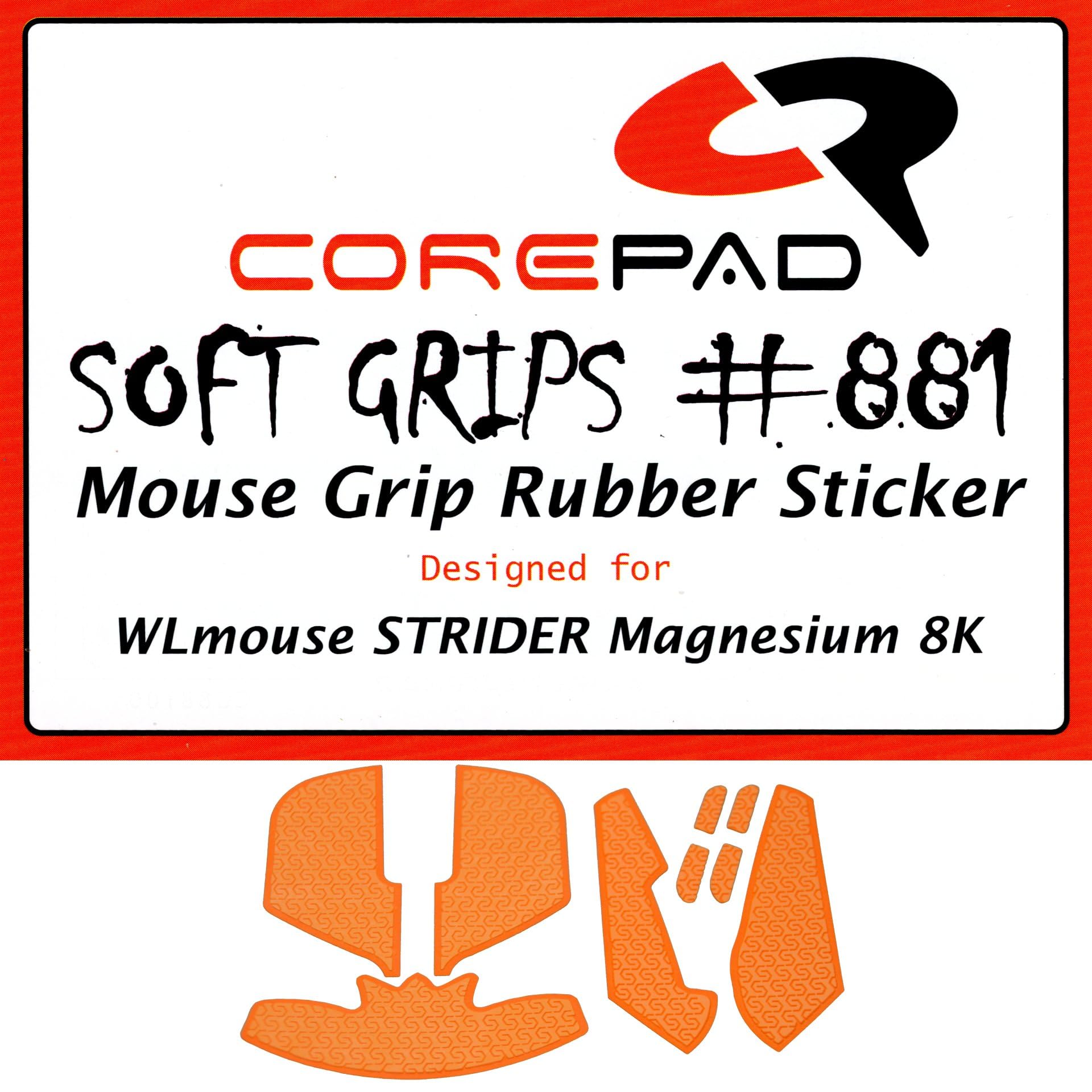 

Corepad Soft Grips Grip Tape for WLmouse STRIDER Magnesium, 1 Set, Soft Polymer Rubber [Official Japanese Product] (Orange)