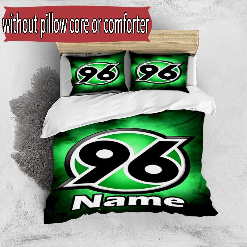 3pcs Duvet Cover Set (1*Duvet Cover + 2*Pillowcase, Without Core), Custom Name Hannover 96 Football Pattern Bedding Set, Home Bedroom Decor Gift