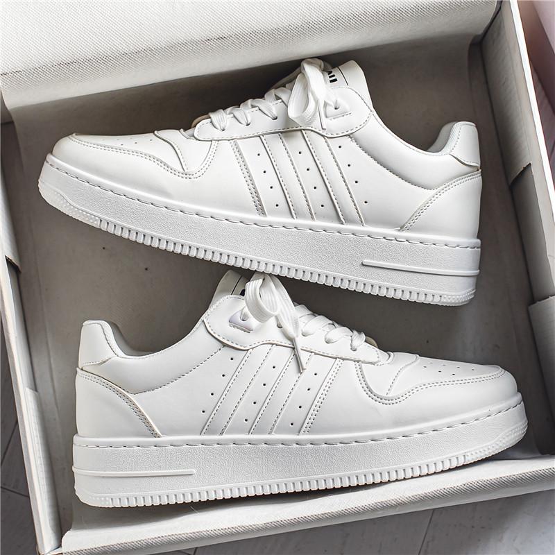 

Board shoes men s autumn new leather surface breathable sports casual shoes teenagers and students versatile trend versatile white shoes 44