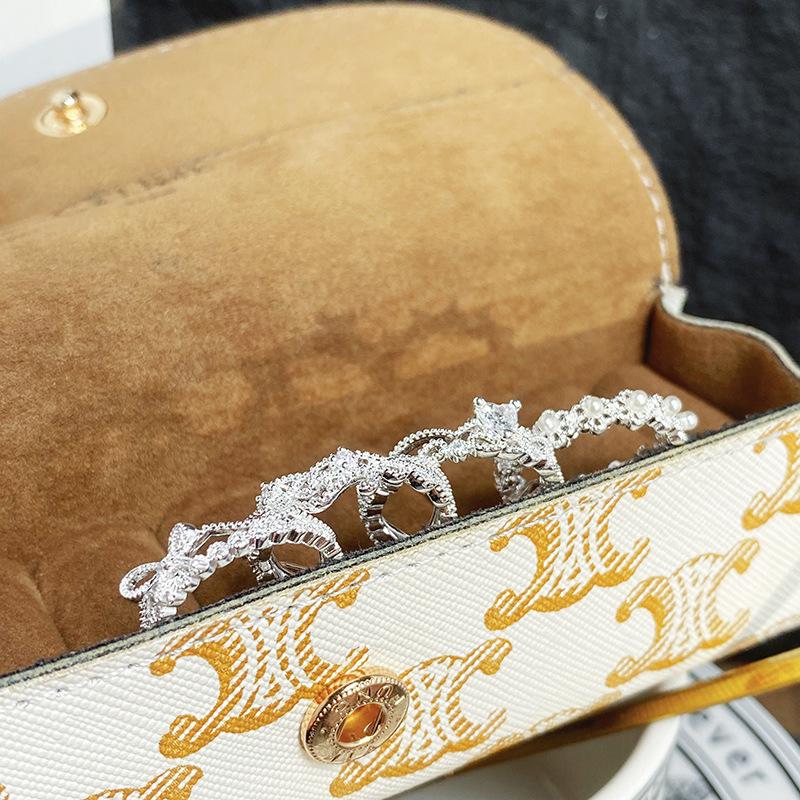 [Lace Diamond Shadow] Schlichter und leichter Luxus Spitzenrand Schleife Öffnungsring, Exquisites Stapeln von Nischenringen