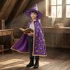 Star Pattern Wizard Cape Kids Cloak with Hat for Boys Girls, Halloween Witch Theme Role Play Costume Prop Party Cosplay Outfit, Fancy