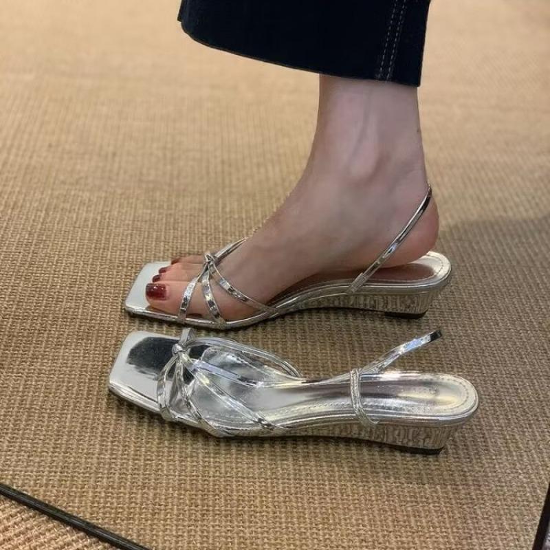 

Fashion New Style Fashion Women s Elegant French Style Black High Heel Sandals with Fine Straps Women s Shoes Roman Shoes Zapatos Mujer 40 серебряный