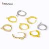 14K/18K Gold Plated Brass Round Earring Hooks Clasps Fittings,Inlaid Zircon Earring Fixtures For DIY Earring Making Accessories