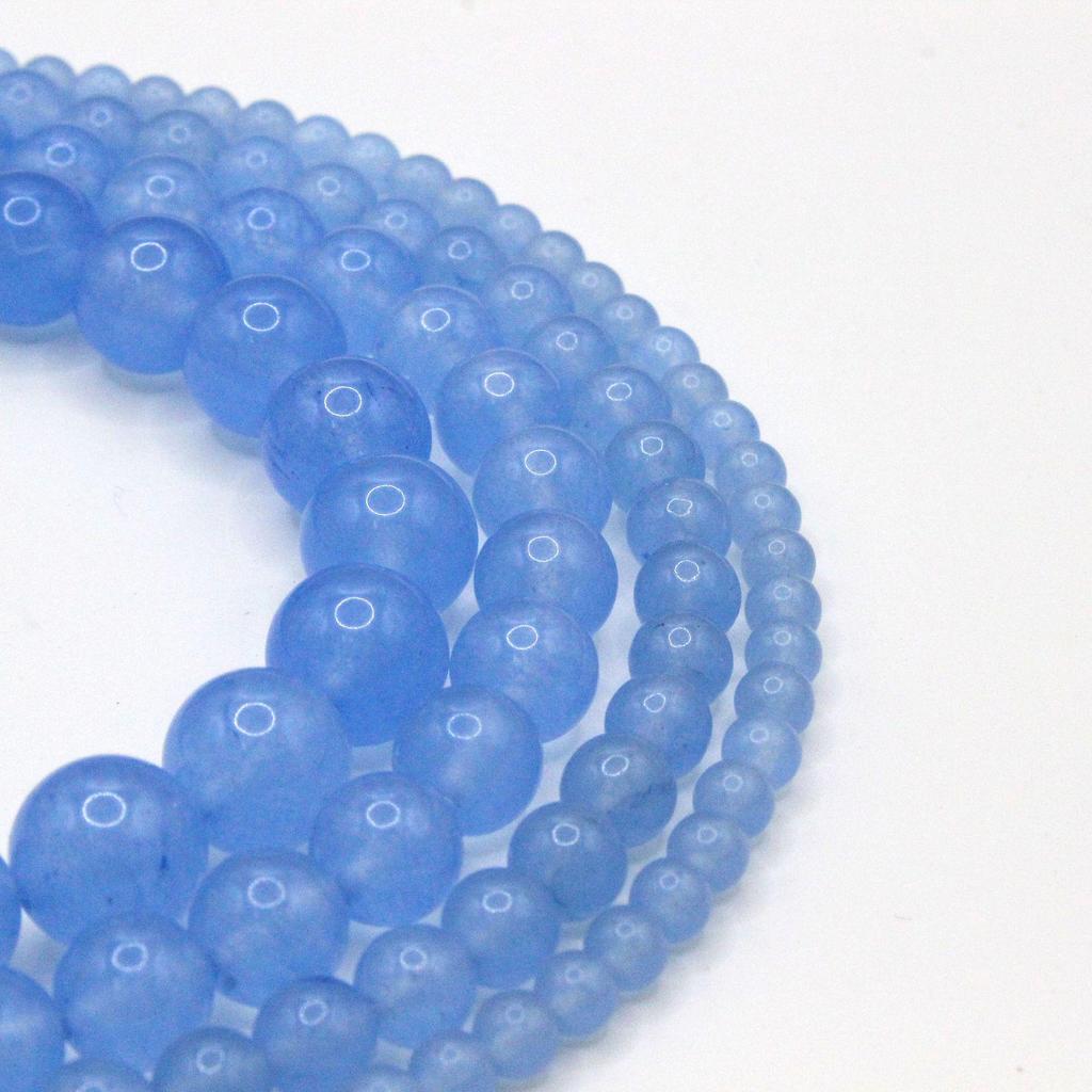 Light Blue Chalcedony Round Beads for DIY Jewelry and Bracelet Accessories.