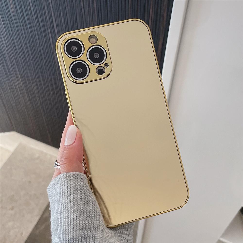 Luxury Plating Silver Golden Make Up Mirror Phone Case for iPhone 15 11 12 13 14 Pro Max X XR XS 7 8 Plus Hard Shockproof Cover