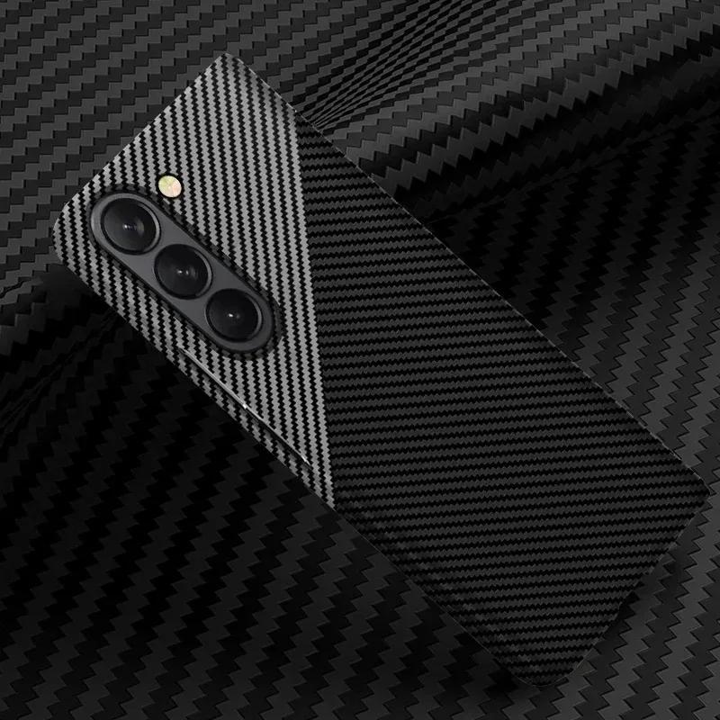 Business Splicing Kevlar Texture Carbon Fiber Skin Feel Case For Samsung Galaxy Z Fold7 6 5 4 3 PC Slim Drop-proof Protect Cover