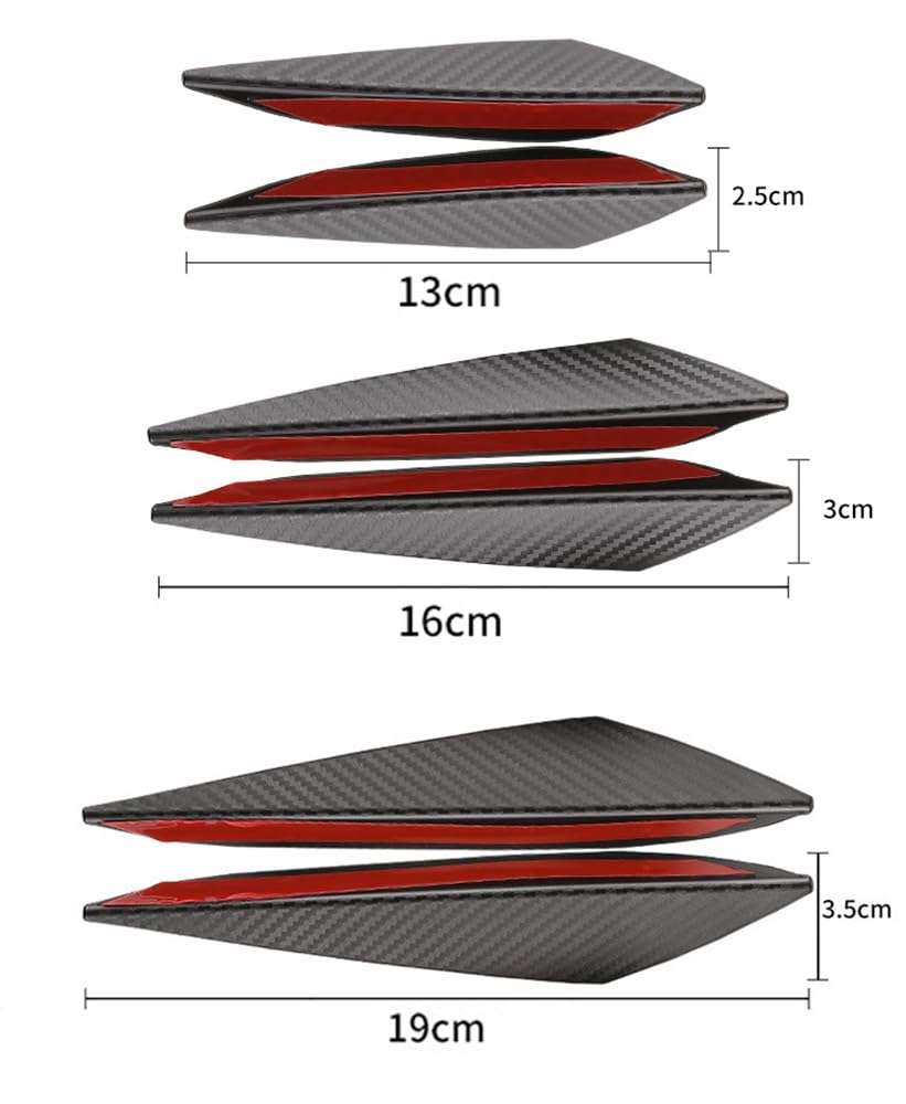 Aero Canard Sada 6 kusů Ochranný spoiler předního nárazníku Univerzální Odolný proti poškrábání Karbonový styl