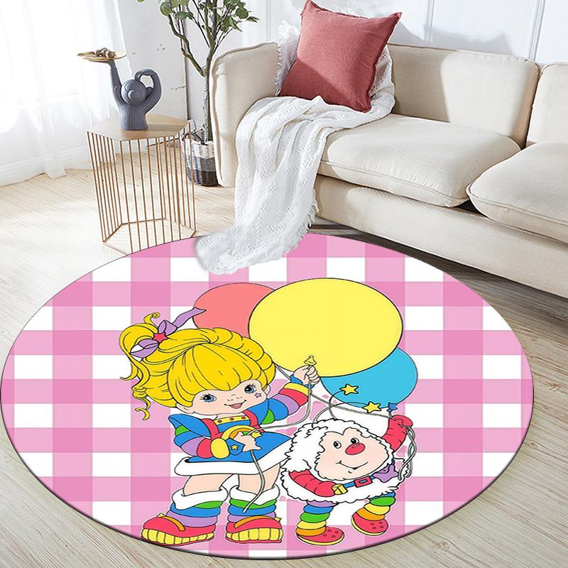 Rainbow Brite,Round Area Rug,Carpet Rug for Living Room Bedroom Sofa Playroom Decor,Non-slip Floor Mat